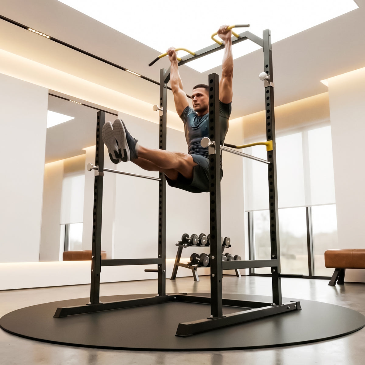 Peak Power Unisex-Erwachsene Power Fitness Multifunktionales Cage für effektives Ganzkörpertraining, Massive Stahlkonstruktion, Schwarz/Rot, Extra breit