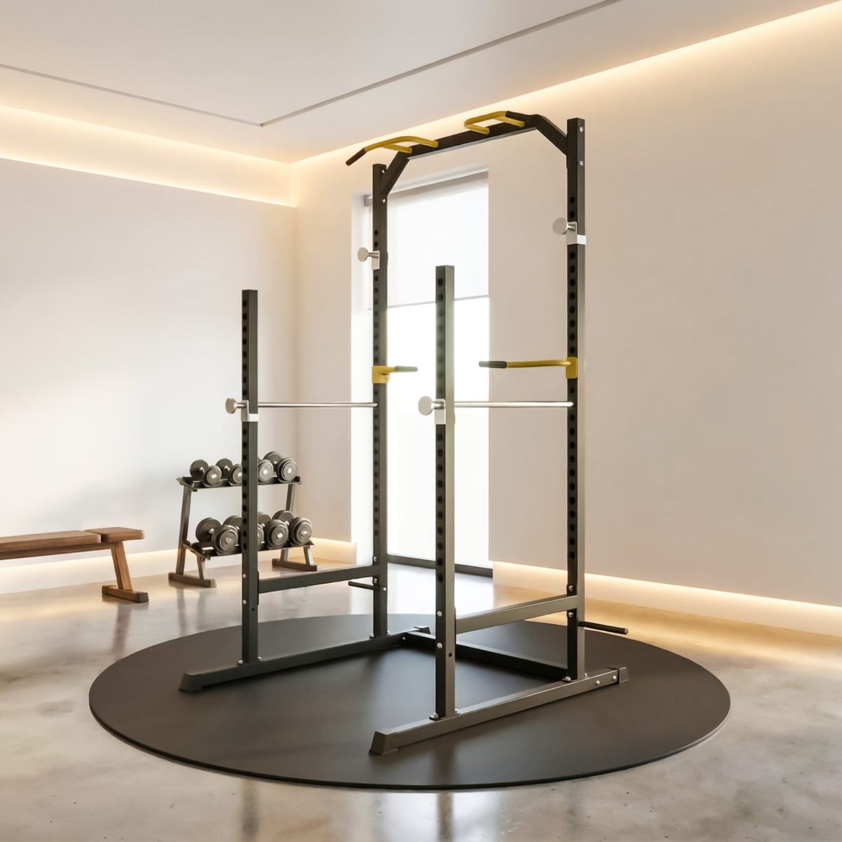 Peak Power Unisex-Erwachsene Power Fitness Multifunktionales Cage für effektives Ganzkörpertraining, Massive Stahlkonstruktion, Schwarz/Rot, Extra breit