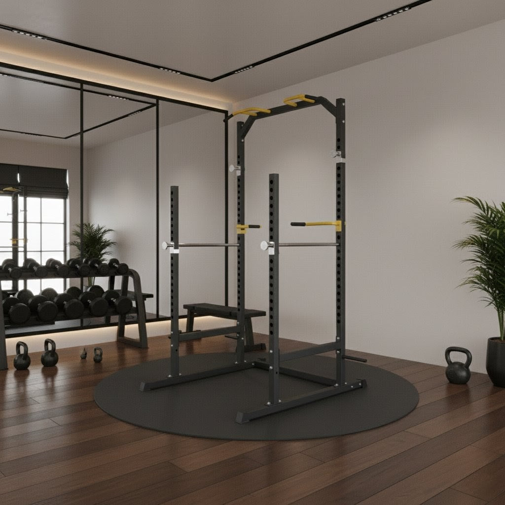 Peak Power Unisex-Erwachsene Power Fitness Multifunktionales Cage für effektives Ganzkörpertraining, Massive Stahlkonstruktion, Schwarz/Rot, Extra breit