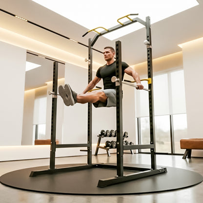 Peak Power Unisex-Erwachsene Power Fitness Multifunktionales Cage für effektives Ganzkörpertraining, Massive Stahlkonstruktion, Schwarz/Rot, Extra breit