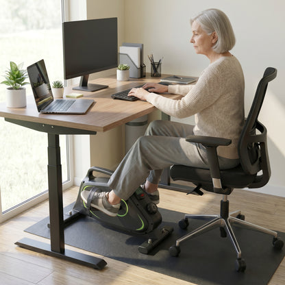 Peak Power Pedaltrainer für Zuhause 16 Stufen inkl. Antirutsch-Matte und Gurt I CE Zertifiziert, Extraleiser Arm- und Beintrainer im Sitzen I Deskbike, Schreibtisch Fahrrad, Grün