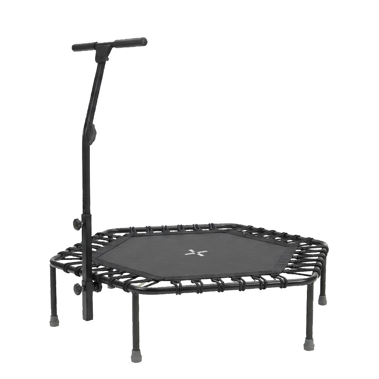 Peak Power Fitness Indoor-Trampolin, 126 cm Durchmesser, Bungee/Feder-Minitrampolin, geeignet für Erwachsene odentrampolin mit verstellbaren Griffen, leise und vibrationsarm