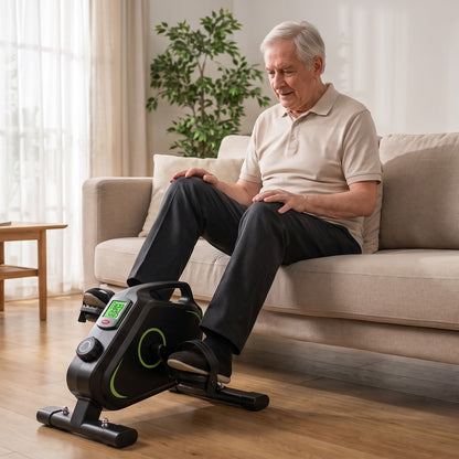 Peak Power Pedaltrainer für Zuhause 16 Stufen inkl. Antirutsch-Matte und Gurt I CE Zertifiziert, Extraleiser Arm- und Beintrainer im Sitzen I Deskbike, Schreibtisch Fahrrad, Grün