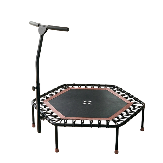 Peak Power Fitness Indoor-Trampolin, 126 cm Durchmesser, Bungee/Feder-Minitrampolin, geeignet für Erwachsene odentrampolin mit verstellbaren Griffen, leise und vibrationsarm