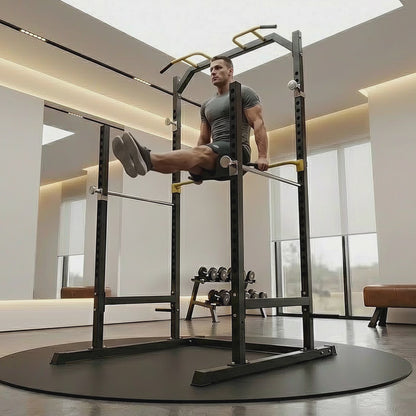 Peak Power Unisex-Erwachsene Power Fitness Multifunktionales Cage für effektives Ganzkörpertraining, Massive Stahlkonstruktion, Schwarz/Rot, Extra breit