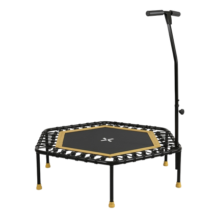 Peak Power Fitness Indoor-Trampolin, 126 cm Durchmesser, Bungee/Feder-Minitrampolin, geeignet für Erwachsene odentrampolin mit verstellbaren Griffen, leise und vibrationsarm